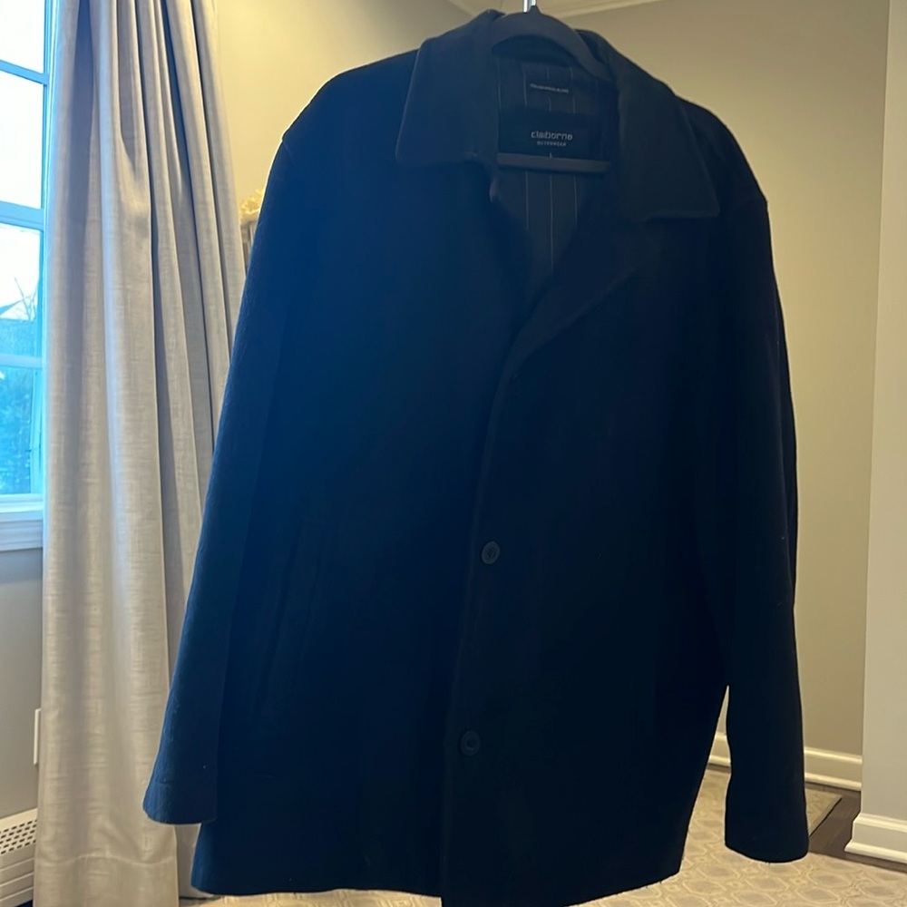 Men’s Claiborne Outerwear Black Wool coat, size large
